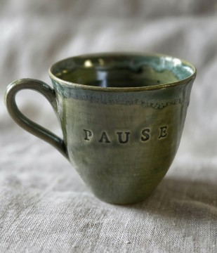 PAUSEkopp grønn med turkis kant