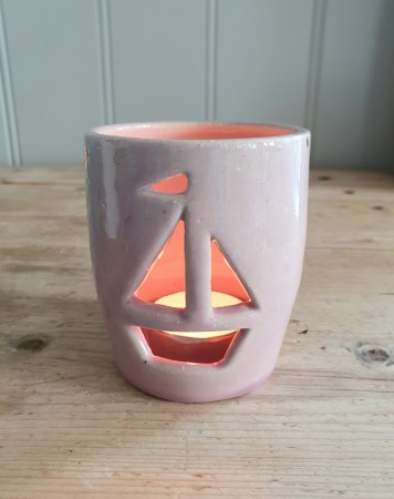 Ship o´hoi - lysholder med båt, rosa