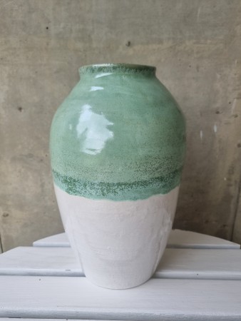 Stor vase - turkis og hvit