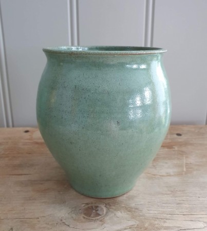 Vase, turkis/kobbergrønn glasur