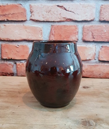 Vase - tenmoku brun. 12 cm høy