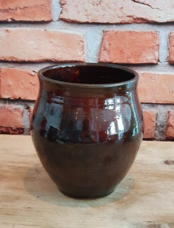 Vase - tenmoku brun. 13 cm høy